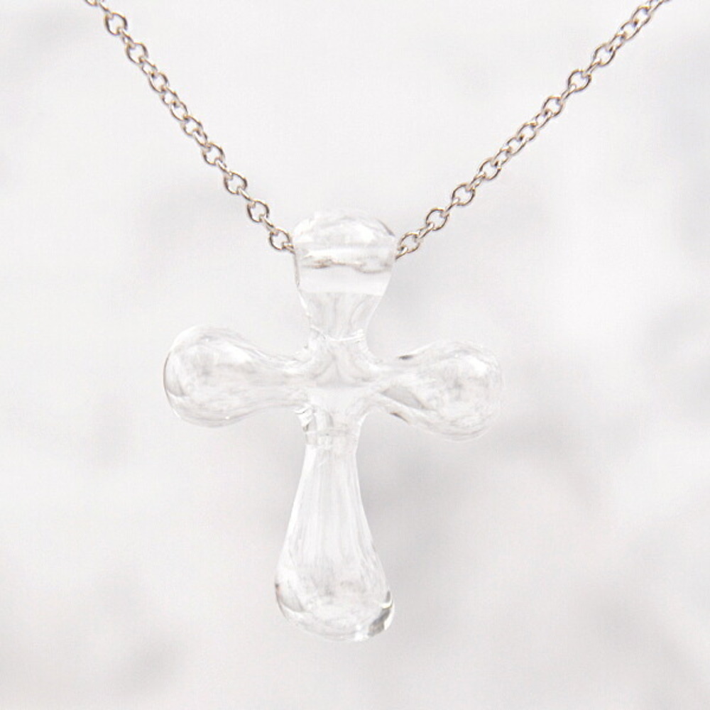 Tiffany Necklace Lock Crystal Cross Pendant Platinum